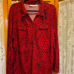 Liquid Knit Top with Split V-neck & Collar